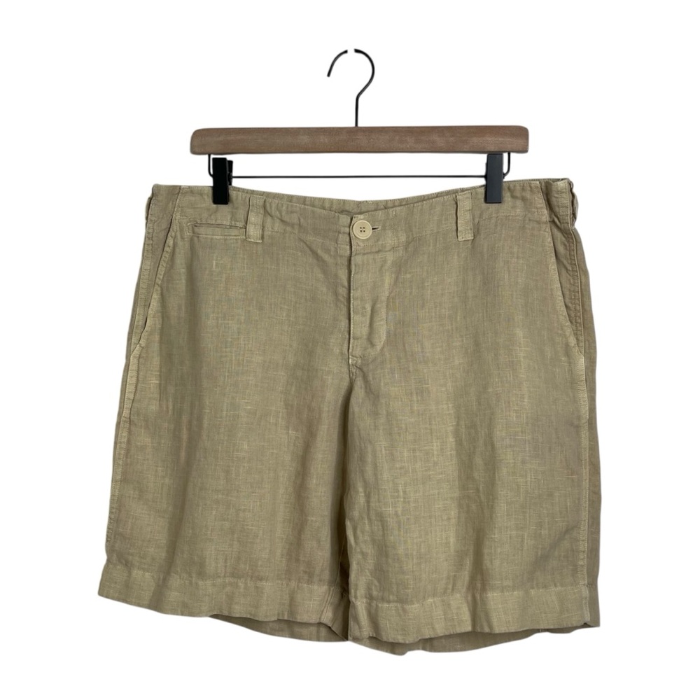 CP Shades Linen Blend Shorts Beige Tan Neutral Casual Sz M Made USA Minimalistic